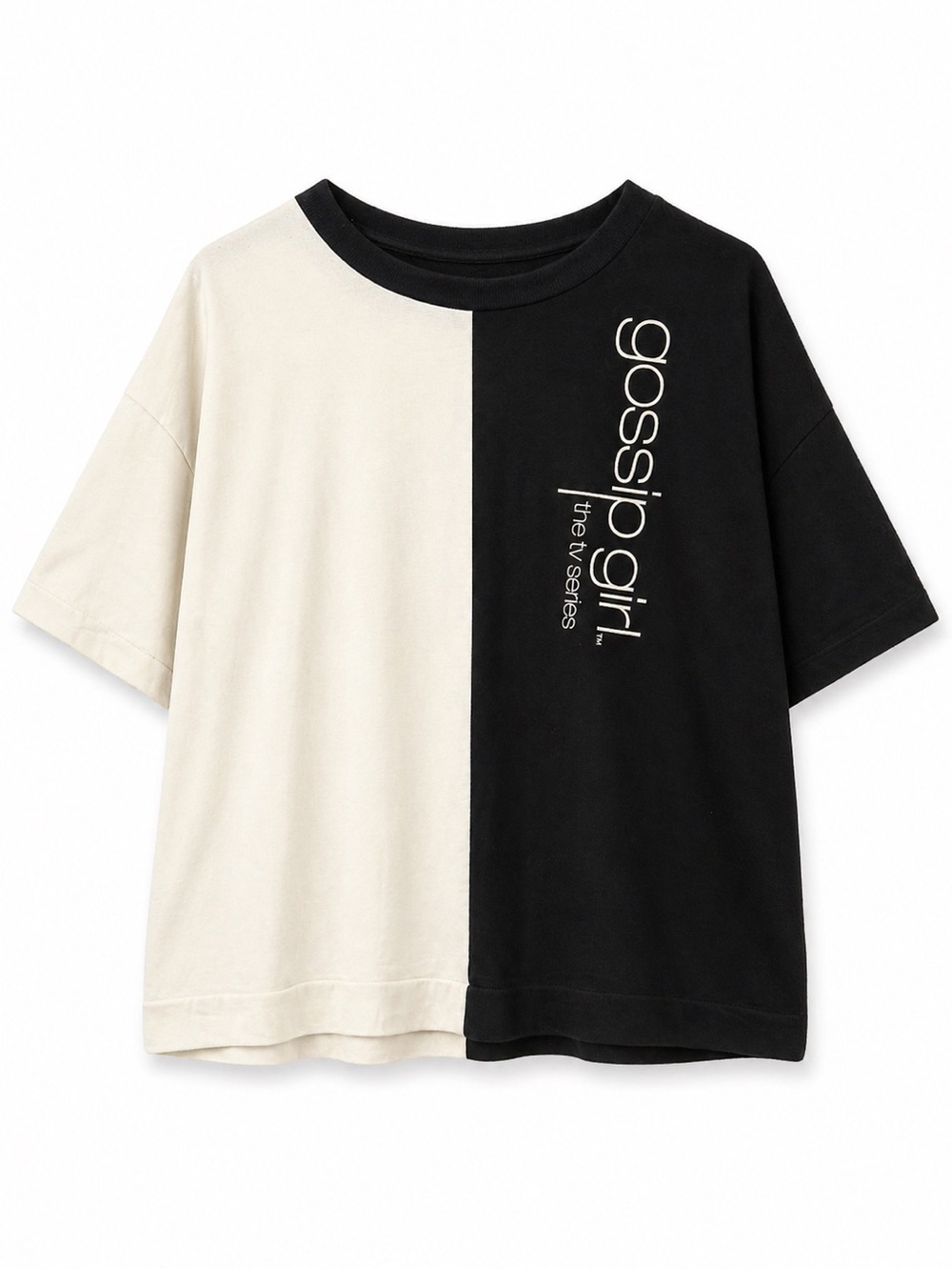 Gossip Girl Colorblock Graphic Tee XL Black White Oversized